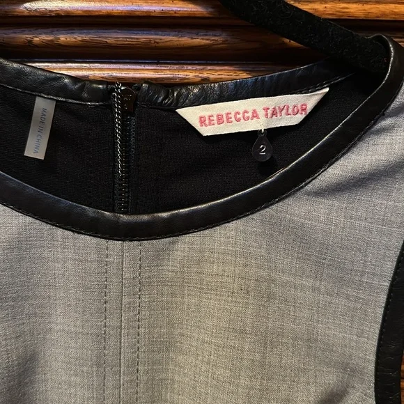 Rebecca Taylor Fit and Flare with Leather Trim Dress